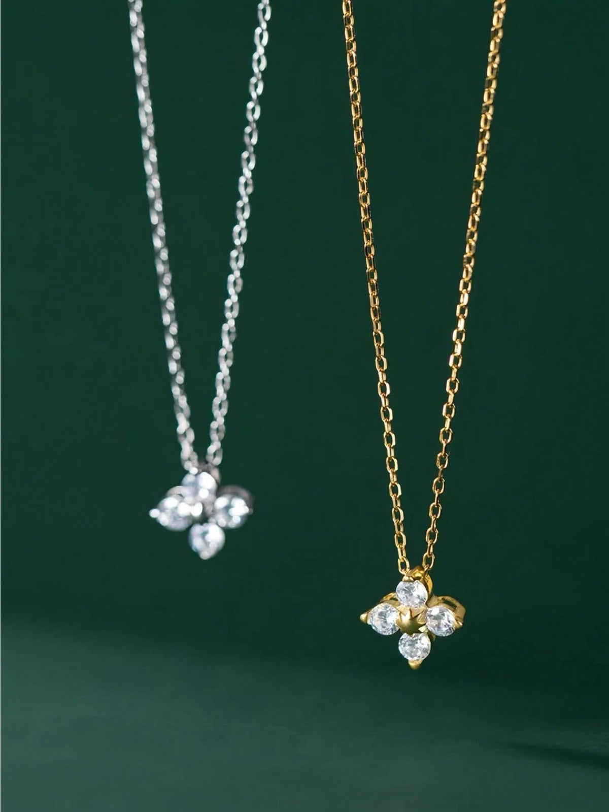 1pc Fashionable 925 Silver Cubic Zirconia Flower Rhinestone Pendant Necklace, Elegant Simple Gold Necklace For Women, Suitable For Wedding And Party Valentines