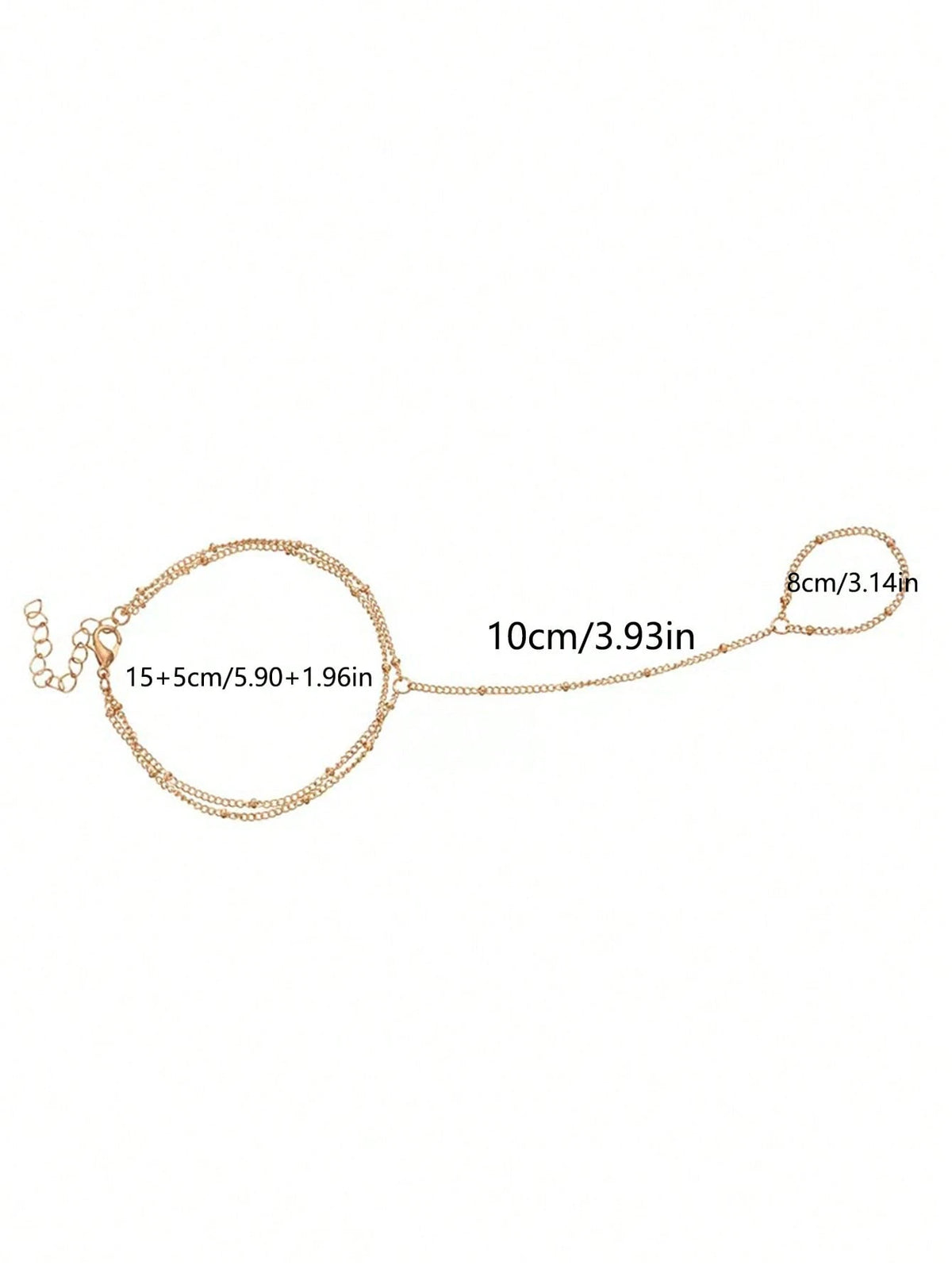 1pc Fashionable Personalized Minimalist Metal Beaded Double-Layer Linked Finger Ring Bracelet, Versatile, Suitable For Daily Wear (Handcrafted Chain Cut To Appropriate Length, Summer