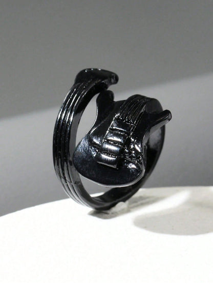 1pc Fashionable Personalized Open Ring, Vintage Rock Music Guitar Ring Accessory