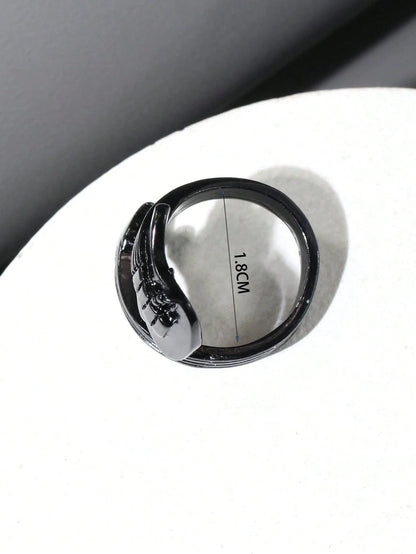 1pc Fashionable Personalized Open Ring, Vintage Rock Music Guitar Ring Accessory