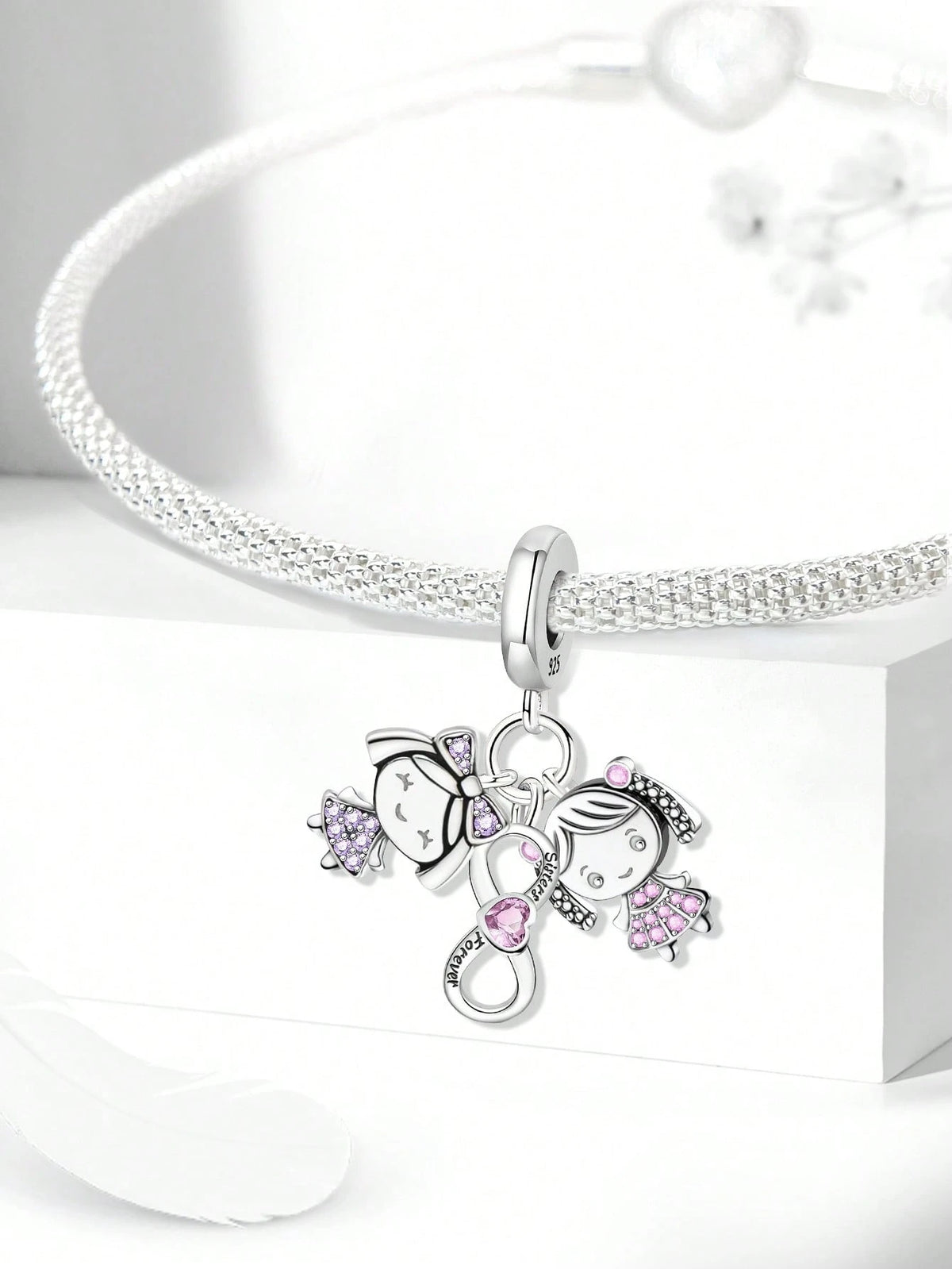 1pc Fashionable Shiny Infinity Pendant Beads, Suitable For DIY Bracelets And Women Jewelry