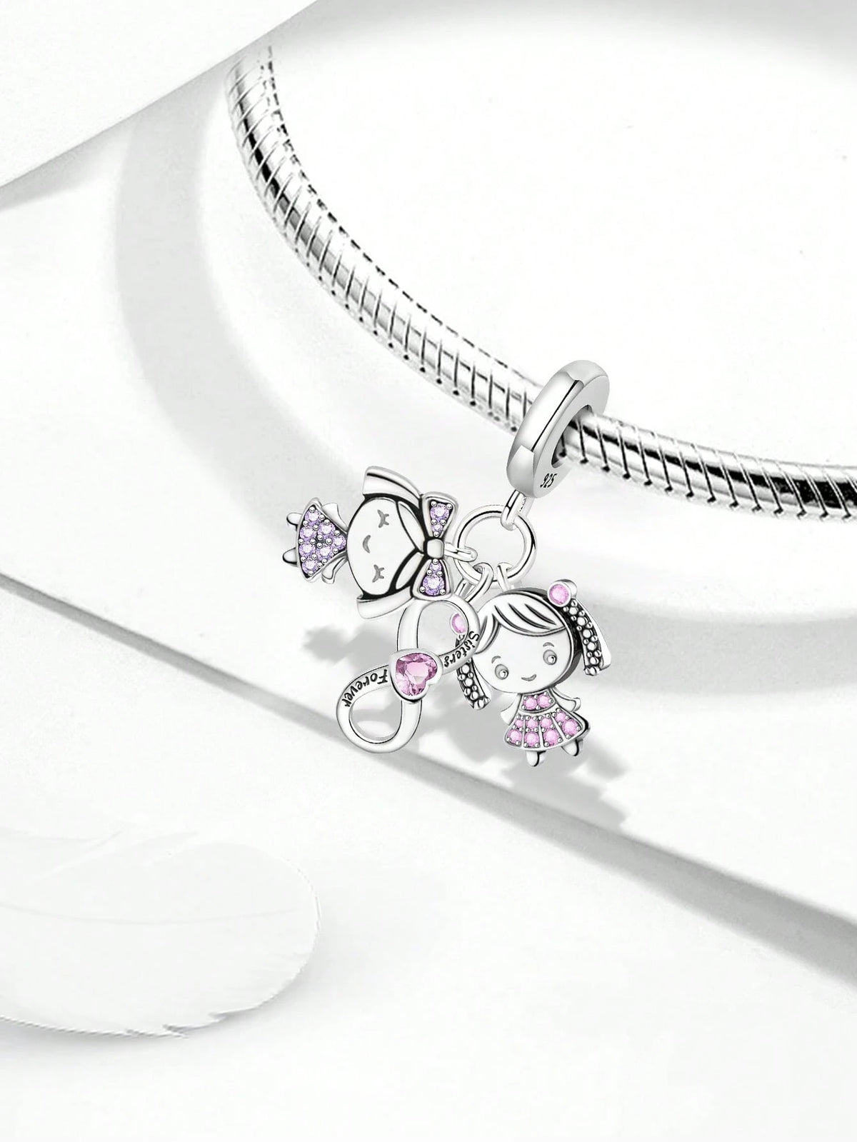 1pc Fashionable Shiny Infinity Pendant Beads, Suitable For DIY Bracelets And Women Jewelry
