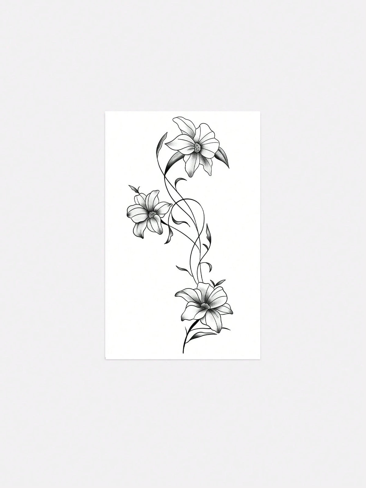 1pc Fashionable Washable Realistic Lily Flower Temporary Tattoo Sticker. Waterproof And Long-Lasting, With Fresh Vine Design, Suitable For Waist Or Side Waist, Suitable For All People,Sketch Style