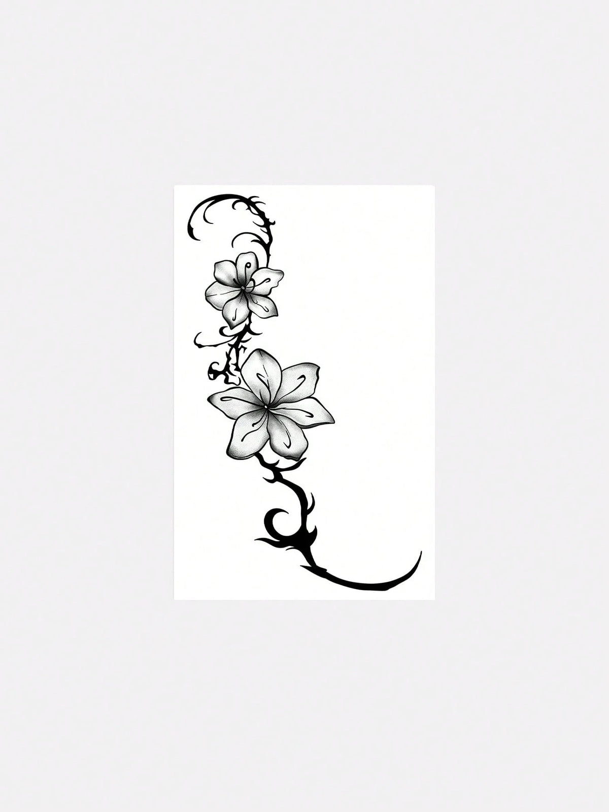 1pc Fashionable Washable Realistic Lily Flower Temporary Tattoo Sticker. Waterproof And Long-Lasting, With Fresh Vine Design, Suitable For Waist Or Side Waist, Suitable For All People,Sketch Style