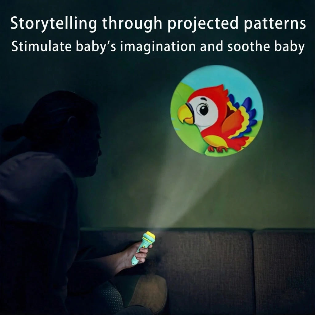 1pc Flashlight With 32 Pattern Projection, 4pcs Cards, Children's Projector Flashlight, Educational Toy With Animal, Dinosaur, Vehicle, Space Themes, Entertaining And Educational, Birthday/Christmas G