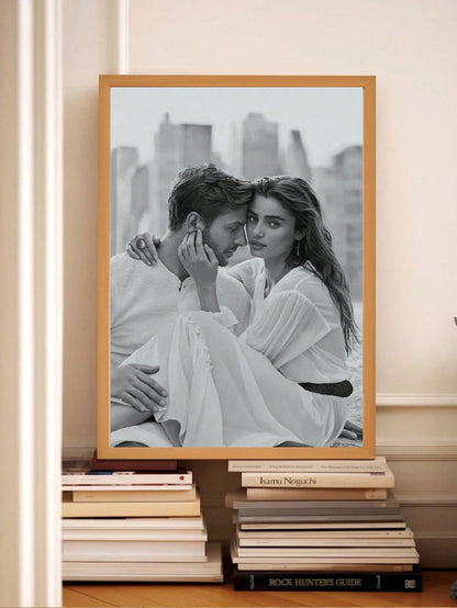 1pc Frameless Personalized Canvas Poster, Customizable Wall Art, Suitable For Home, Wedding And Anniversary, Ideal Home Gift For Bedroom, Living Room And Hallway, Fashionable Winter Room Decor, Suitab