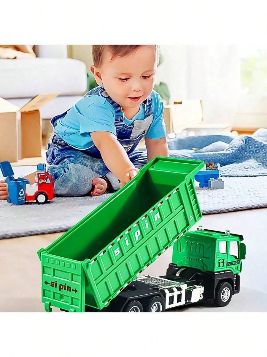 1pc Functional Garbage Truck Alloy Model Car- Realistic Mini Scale Collectible Toy Car, Vivid Details, Ideal For Children's Creative Play, Toy Car Enthusiasts' Collection And Desktop Display, Suitabl