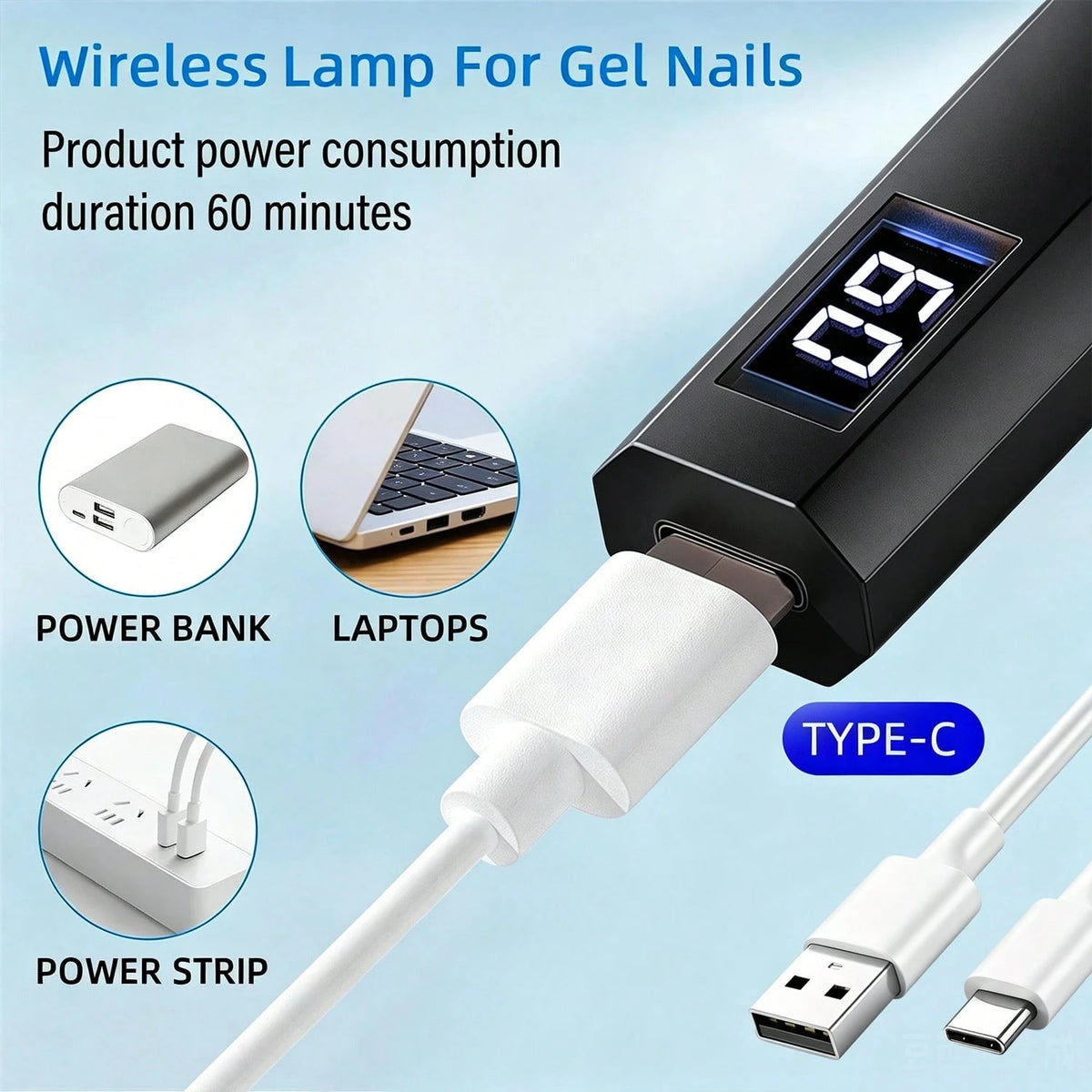 1pc Gel Nail Polish Curing Lamps Handheld 180mAh Battery Pack Hybrid Light For Gel Nails, Mini Nail Lamp, Portable Cordless Rechargeable, Portable Gel Nail Polish Curing Lamp For Salon Use And Home DI