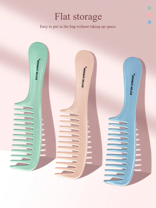 1pc Handheld Wide Tooth Plastic Flat Hair Brush Scalp Massage Detangling Hair Comb Styling Tool Hair Care Women Hair Accessory Back To School Essential Travel Essential