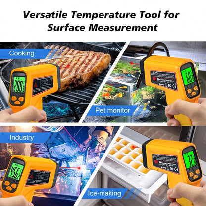 1pc Infrared Thermometer Non-Contact Temperature Gun,-50-530 ℃ Wide Range, Emissivity Adjustable, Handheld Heat Temperature Measuring Tool For Household, Industrial, Electronics, DIY, HVAC, AUTOMOBIL