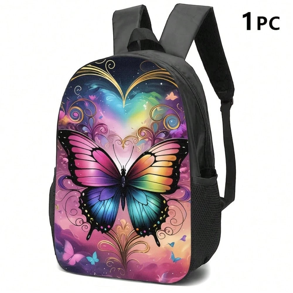 1pc Insulated Lunch Bag Colorful Fantasy Butterfly Graphic Print, Portable Shoulder Bag With Adjustable Strap And Zipper Closure For School, Picnics, Travel And Daily Use