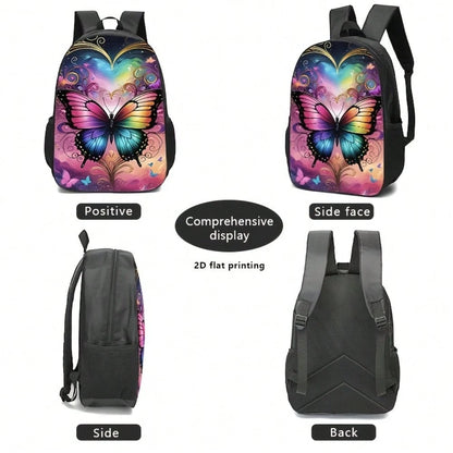 1pc Insulated Lunch Bag Colorful Fantasy Butterfly Graphic Print, Portable Shoulder Bag With Adjustable Strap And Zipper Closure For School, Picnics, Travel And Daily Use