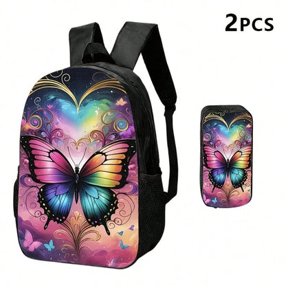 1pc Insulated Lunch Bag Colorful Fantasy Butterfly Graphic Print, Portable Shoulder Bag With Adjustable Strap And Zipper Closure For School, Picnics, Travel And Daily Use