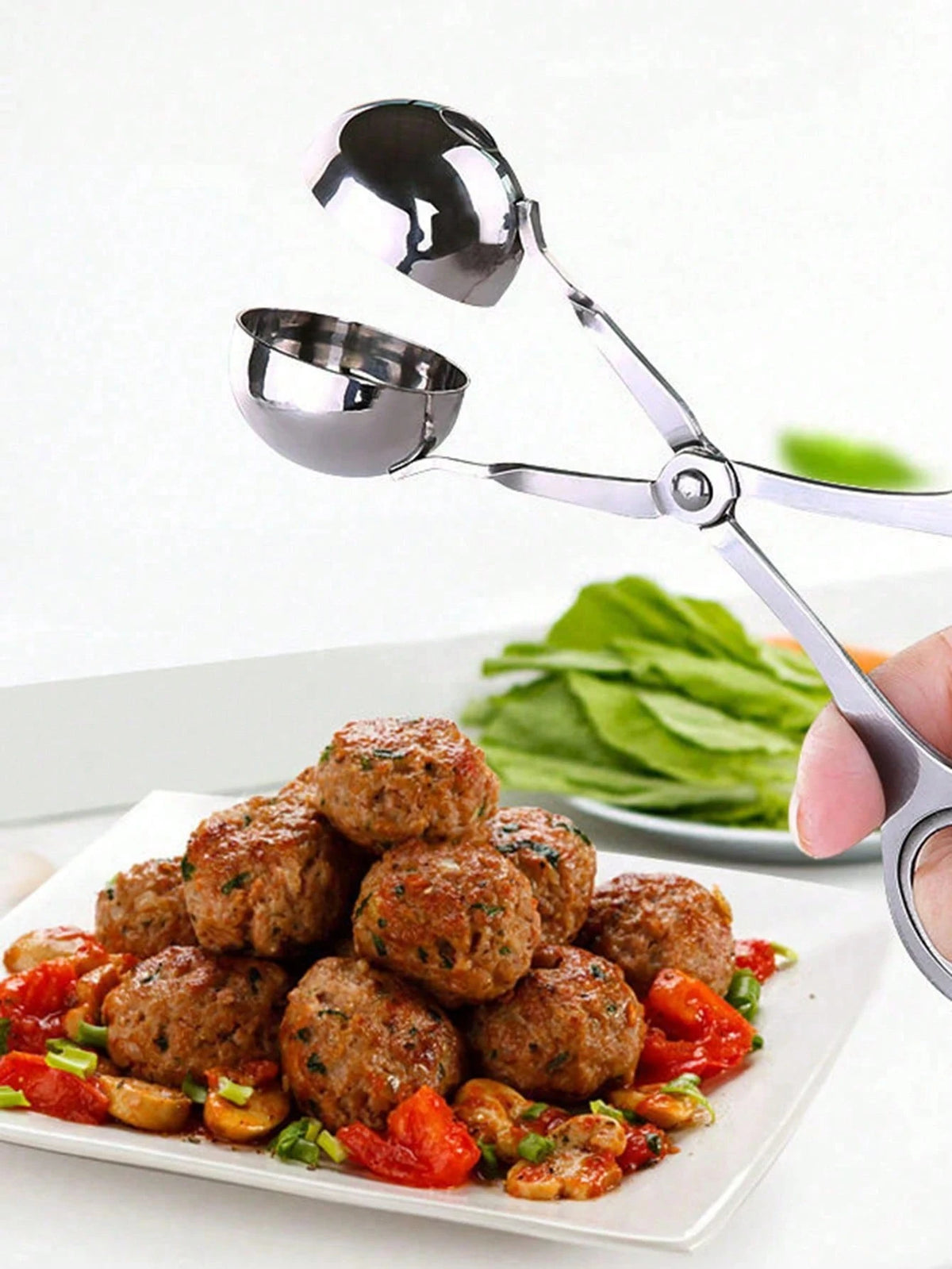 1pc Kitchen Convenient Stainless Steel Large Meatball Maker!Convenient Squeezing Stainless Steel Meatball Device- Perfect For Outdoor Camping And Kitchen Use, Non-Stick And Easy To Clean