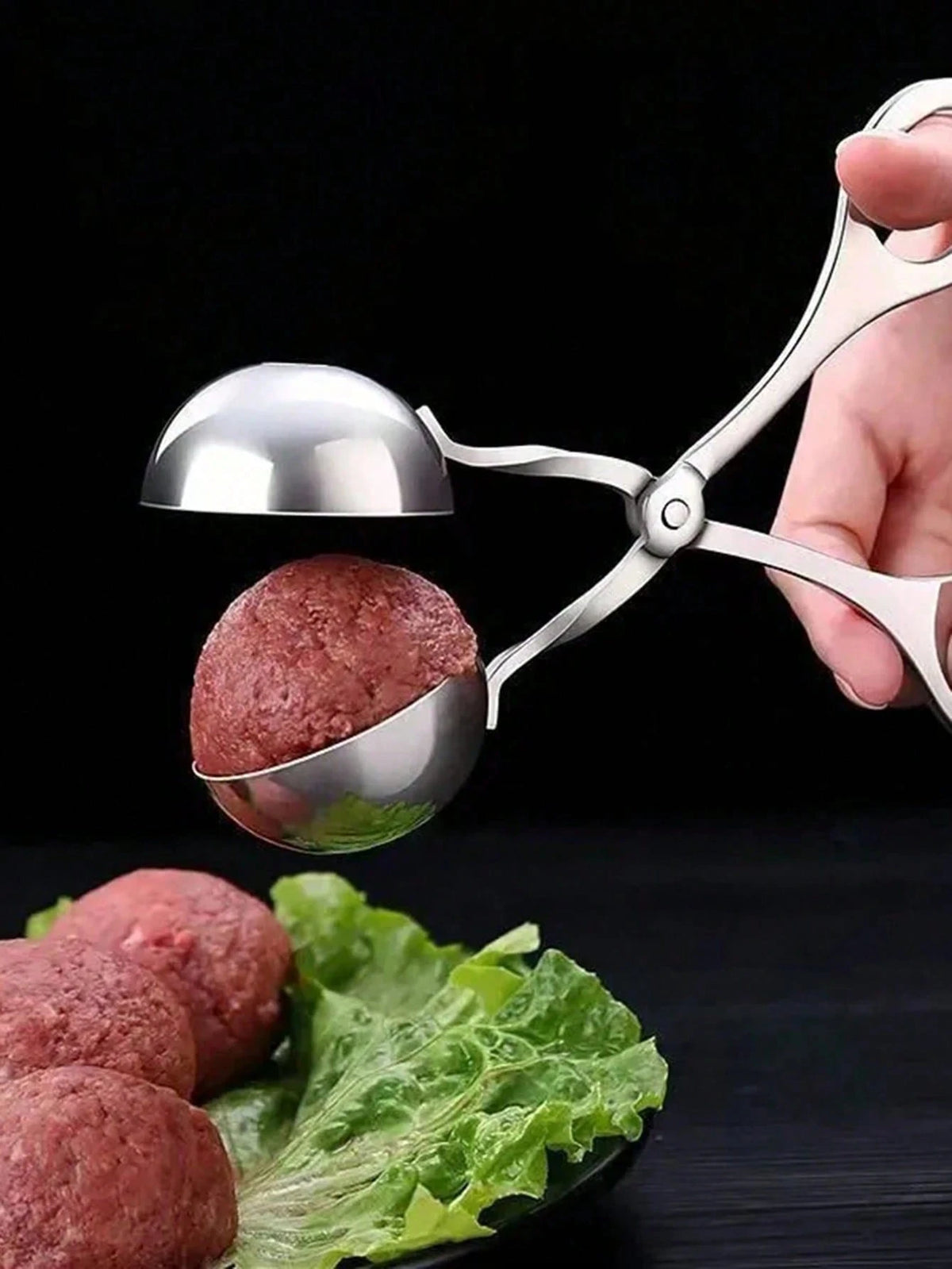 1pc Kitchen Convenient Stainless Steel Large Meatball Maker!Convenient Squeezing Stainless Steel Meatball Device- Perfect For Outdoor Camping And Kitchen Use, Non-Stick And Easy To Clean