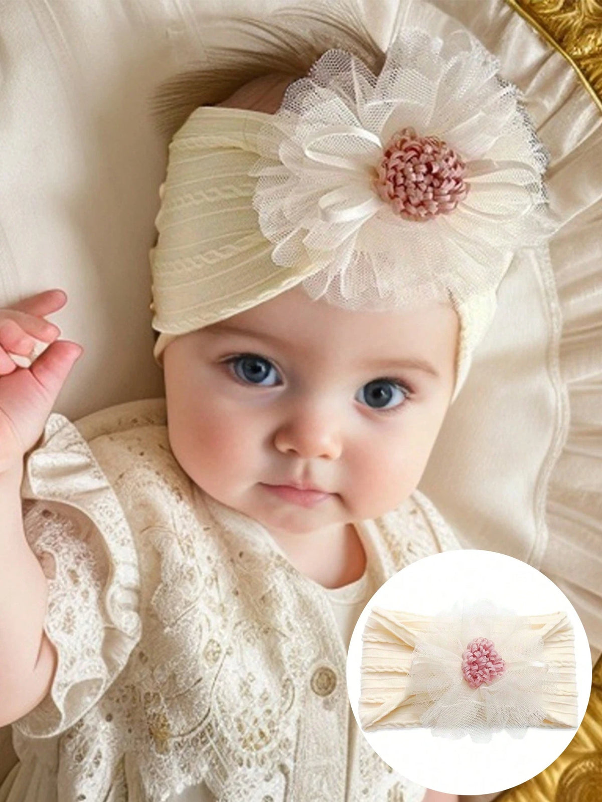 1pc Lace Flower Baby Headband Suitable For Daily Wear And Gift Set Baby Hairband Love Valentine