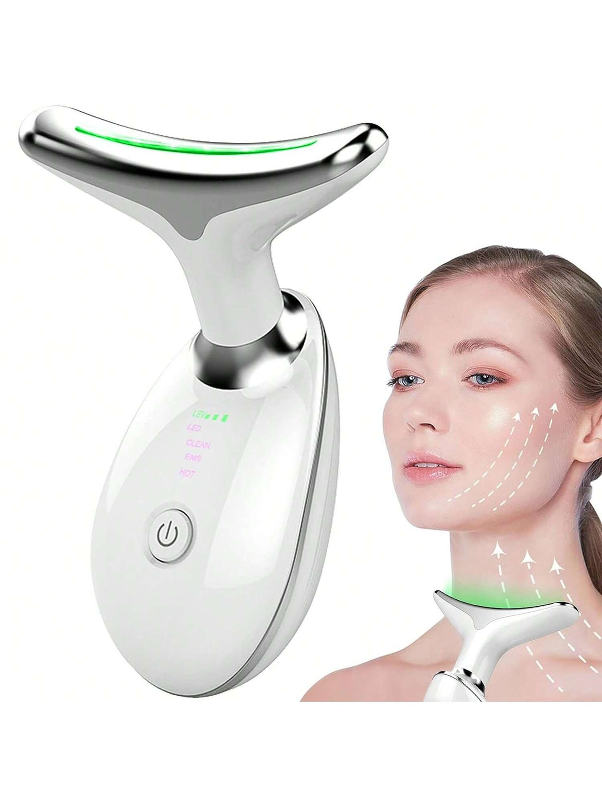 1pc LED Handheld Massager- Neck And Face Firming & Anti-Wrinkle- Firming & Lifting Skin- Thermal Revitalization- 7 Color Modes Vibration Massage- Dual Fat Reduction & Slimming- Anti-Wrinkle, Ski