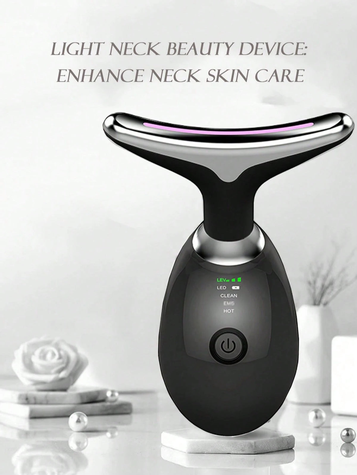 1pc LED Handheld Massager- Neck And Face Firming & Anti-Wrinkle- Firming & Lifting Skin- Thermal Revitalization- 7 Color Modes Vibration Massage- Dual Fat Reduction & Slimming- Anti-Wrinkle, Ski