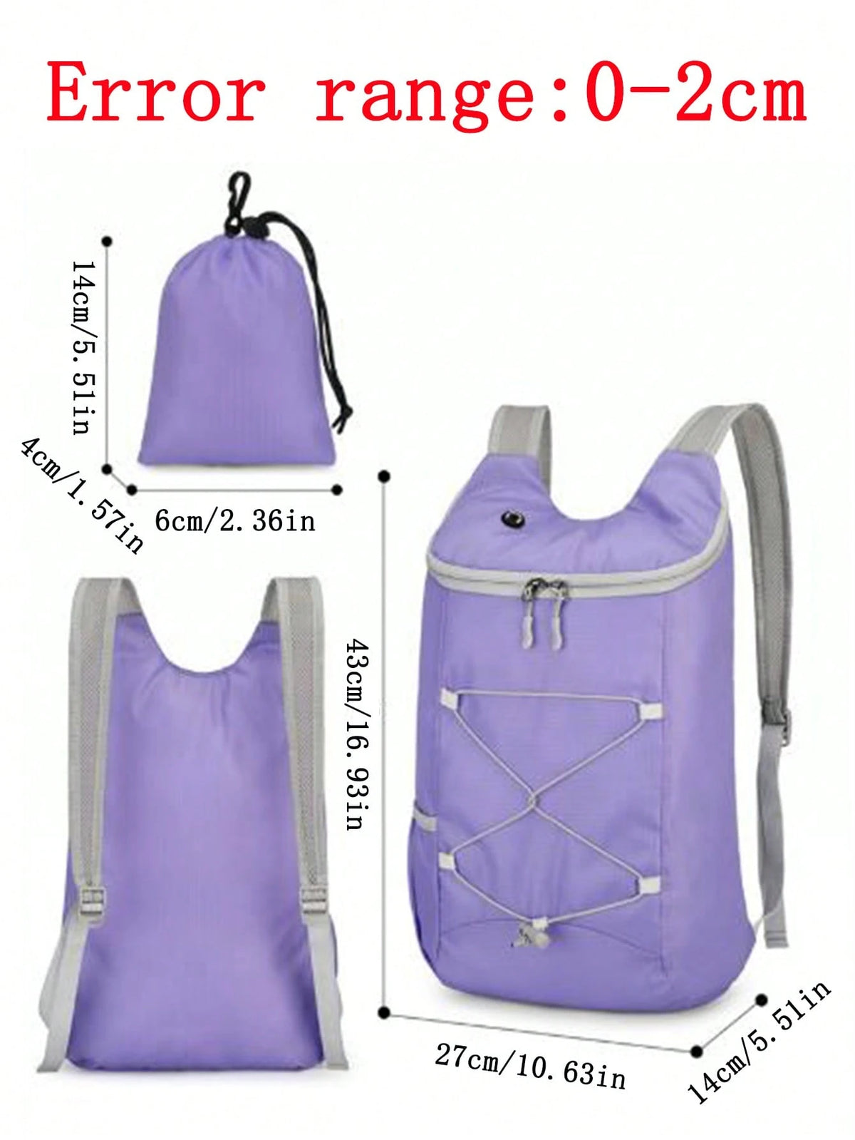 1pc Lightweight Foldable Backpack 20L Water-Resistant Ultra-Light Hiking Camping Daypack