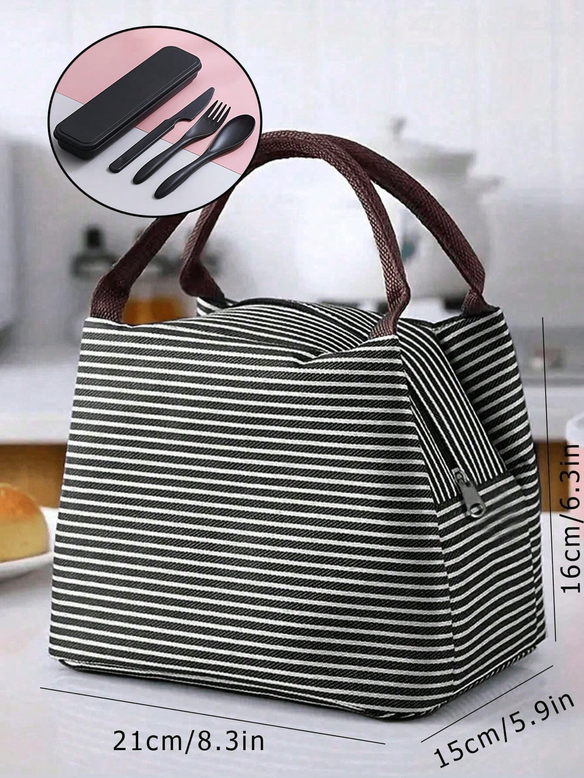 1pc Lunch Box Bag School Student With Tote Bag Waterproof Aluminum Foil Portable Lunch Bag Lunch Bag With Insulation School Lunch Box Lunch Container For School,Portable Food Bag For Office,Waterproof