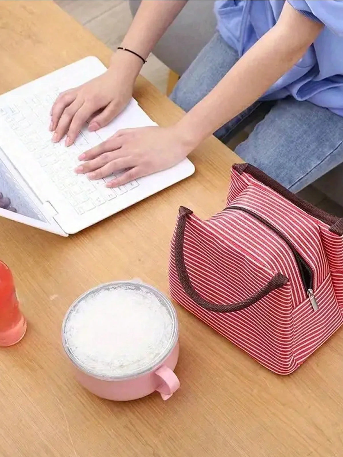 1pc Lunch Box Bag School Student With Tote Bag Waterproof Aluminum Foil Portable Lunch Bag Lunch Bag With Insulation School Lunch Box Lunch Container For School,Portable Food Bag For Office,Waterproof
