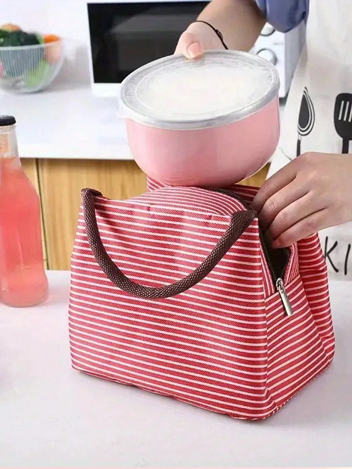 1pc Lunch Box Bag School Student With Tote Bag Waterproof Aluminum Foil Portable Lunch Bag Lunch Bag With Insulation School Lunch Box Lunch Container For School,Portable Food Bag For Office,Waterproof