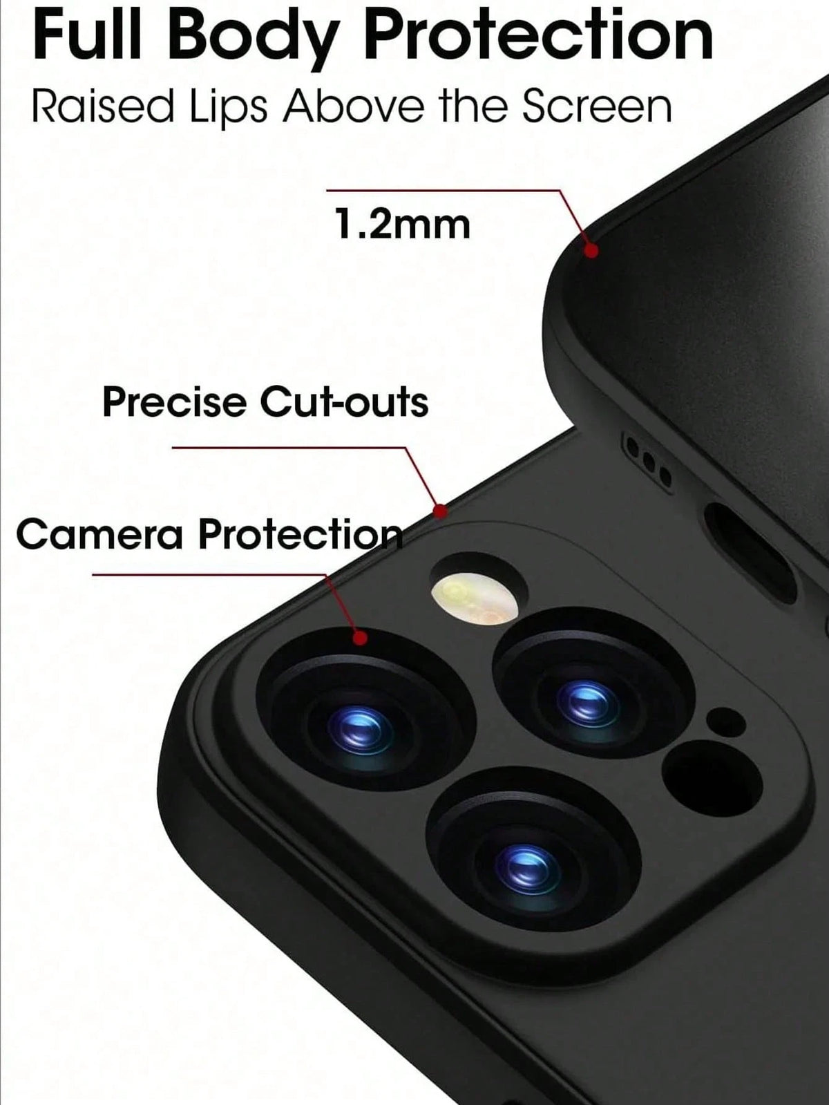 1pc Luxury Solid Color Shockproof Phone Case With Camera Protection, Compatible With IPhone 17/17 Air/17 Pro/17 Pro Max/16/16 Pro/16 Plus/16 Pro Max/16 15 14 13 12 11 Pro Max Plus Series, Shock-Absorb