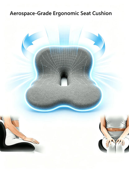 1PC Memory Foam Seat Cushion With Back Support, Ergonomic Chair Cushion For Office, Car & Home, Detachable Anti-Slip Sitting Pad, Black Available