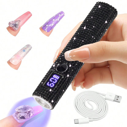 1pc Mini UV LED Nail Lamp, Portable, Suitable For Nail Polish Gel, Fast Drying, Rechargeable Curing UV Light With LED Display, Manicure Tool