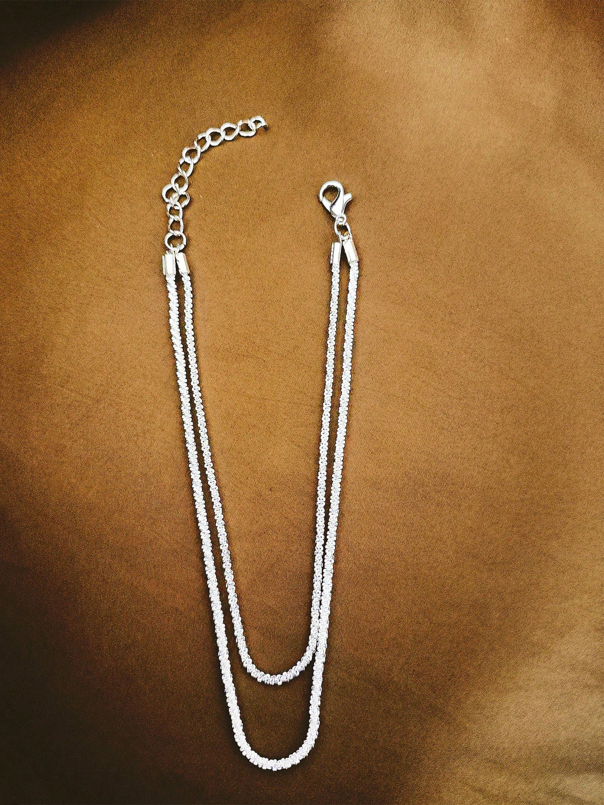 1pc Minimalist Charming Double-Chain Silver Anklet, Women's Fashion Shiny Beach Holiday Travel Jewelry Couples Anklet