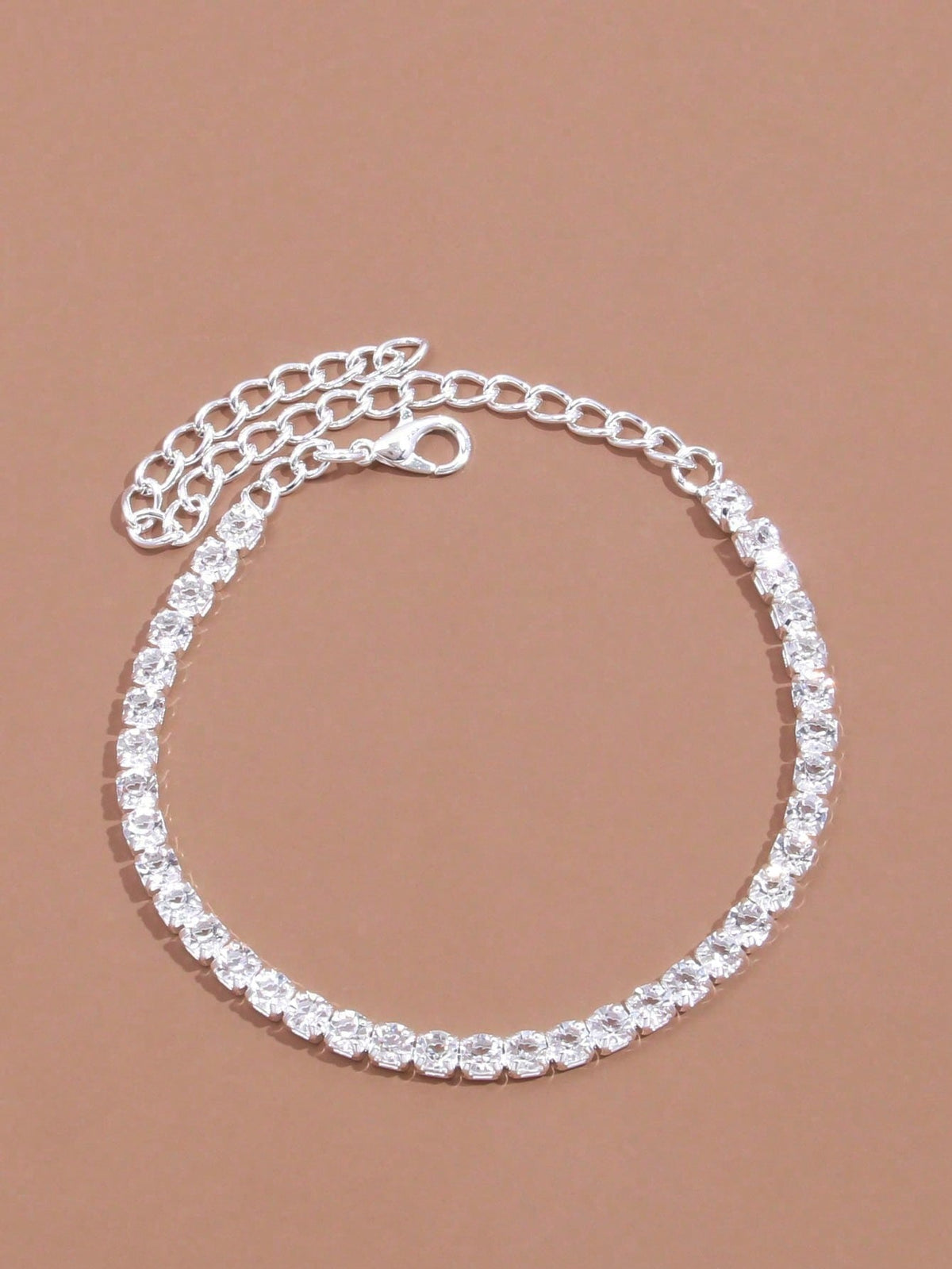 1pc Minimalist Shiny Gold Rhinestone Anklet, Versatile Daily Wear Jewelry For Women
