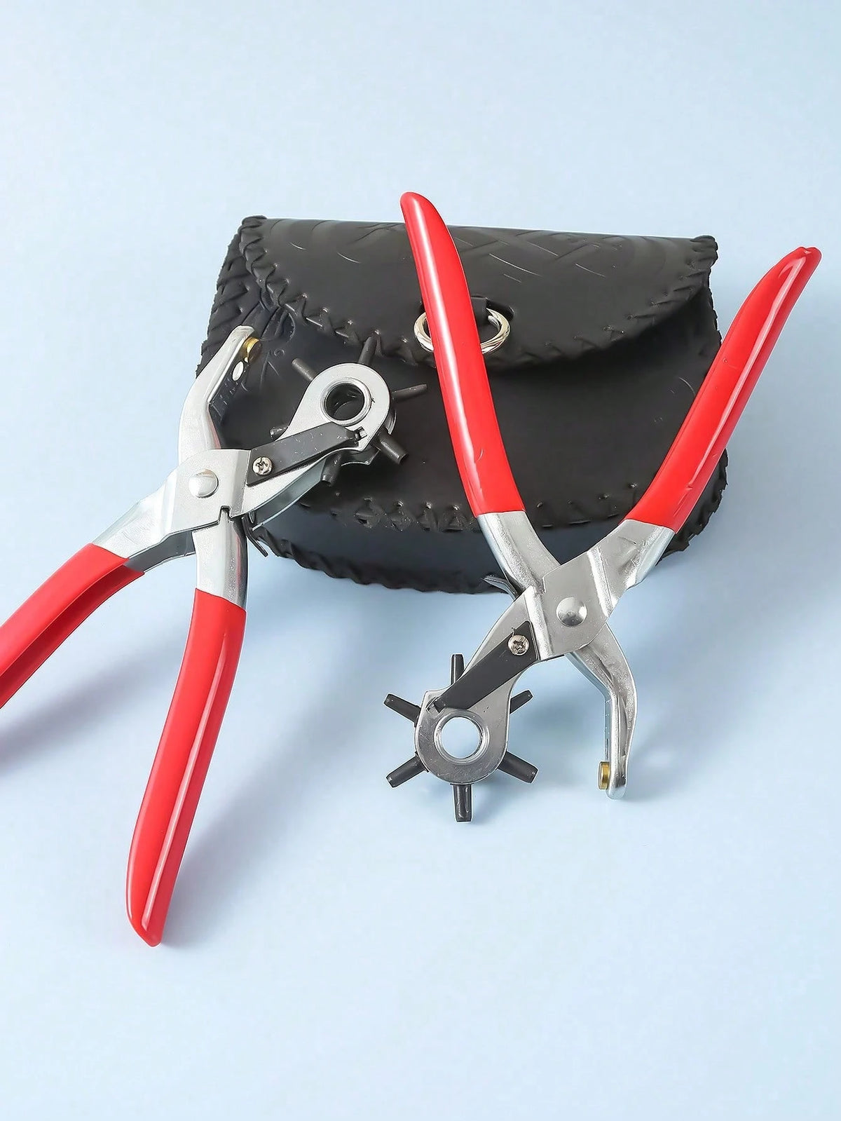1Pc Multifunction Belt Punch Tool,Leather Hole Punch Tool 8.5" Heavy Duty 6 Size Revolving Leather Belt Hand Hole Puncher For Belts, Watch Bands, Straps, Dog Collars, Saddles, Shoes, Fabric, DIY Home