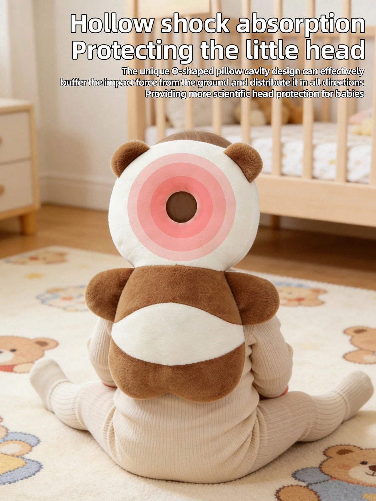 1pc New Brown Bear Head Pillow Anti-Fall Pillow, Upgraded Toddler Anti-Collision Hat, Baby Head Pillow, Baby Walker Anti-Collision Tool, Adjustable Baby Head Protection Pad Backpack- Cartoon Animal D