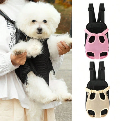 1pc New Pet Outdoor Chest Backpack, Cat & Dog Universal, Breathable Mesh Comfortable Portable Outdoor Backpack