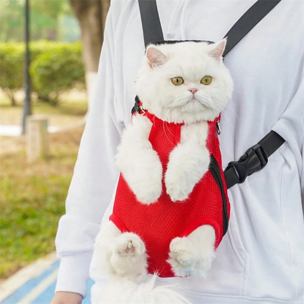 1pc New Pet Outdoor Chest Backpack, Cat & Dog Universal, Breathable Mesh Comfortable Portable Outdoor Backpack