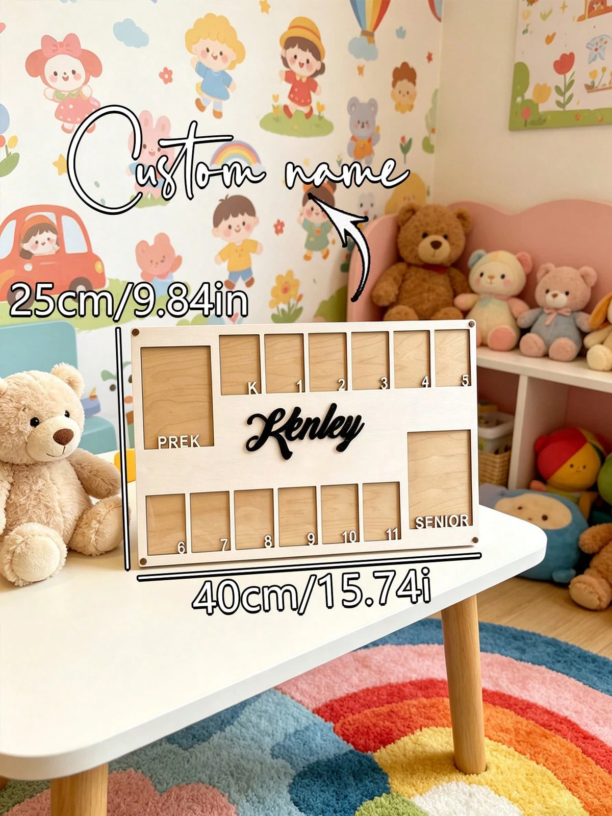 1pc Personalized Baby 1st Birthday Photo Frame- Customized 12 Months Baby Growth Milestone Board Suitable For Boys And Girls Wooden Wall/Tabletop Display Stand With Month Markers- Unique Newborn Gif