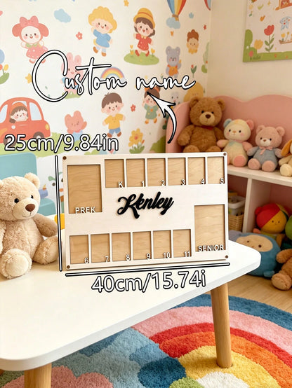 1pc Personalized Baby 1st Birthday Photo Frame- Customized 12 Months Baby Growth Milestone Board Suitable For Boys And Girls Wooden Wall/Tabletop Display Stand With Month Markers- Unique Newborn Gif