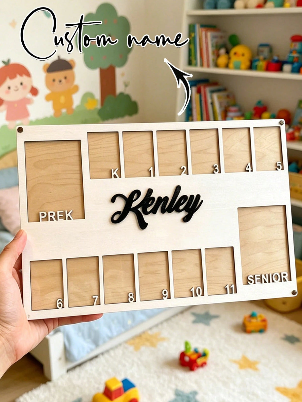 1pc Personalized Baby 1st Birthday Photo Frame- Customized 12 Months Baby Growth Milestone Board Suitable For Boys And Girls Wooden Wall/Tabletop Display Stand With Month Markers- Unique Newborn Gif