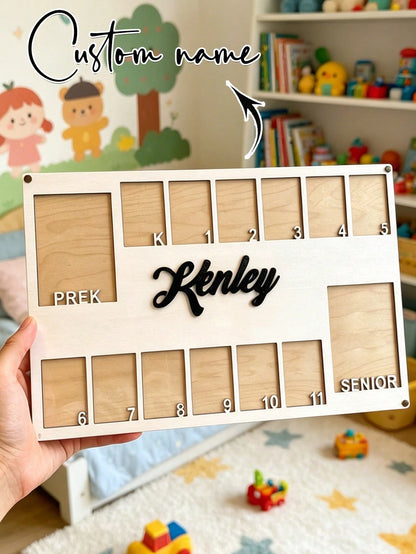 1pc Personalized Baby 1st Birthday Photo Frame- Customized 12 Months Baby Growth Milestone Board Suitable For Boys And Girls Wooden Wall/Tabletop Display Stand With Month Markers- Unique Newborn Gif