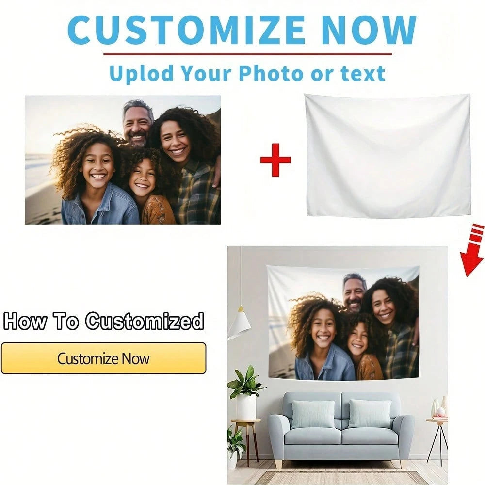 1pc Personalized Tapestries, Custom Image Wall Decor, Gifts For Him Her Mom Dad, Graduation, Mother's Day, Father's Day, Valentine's Day, Birthday, Anniversary, Wedding, Housewarming, Class Of 2026, A