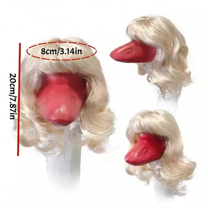1pc Pet Goose Wig, Funny Goose Headpiece, Cute Goose Wig With Long Braids, Dress Up Goose As Judge, Goose Judge Wig, Goose Short Curly Wavy Hair, Perfect For Porch Goose Decoration