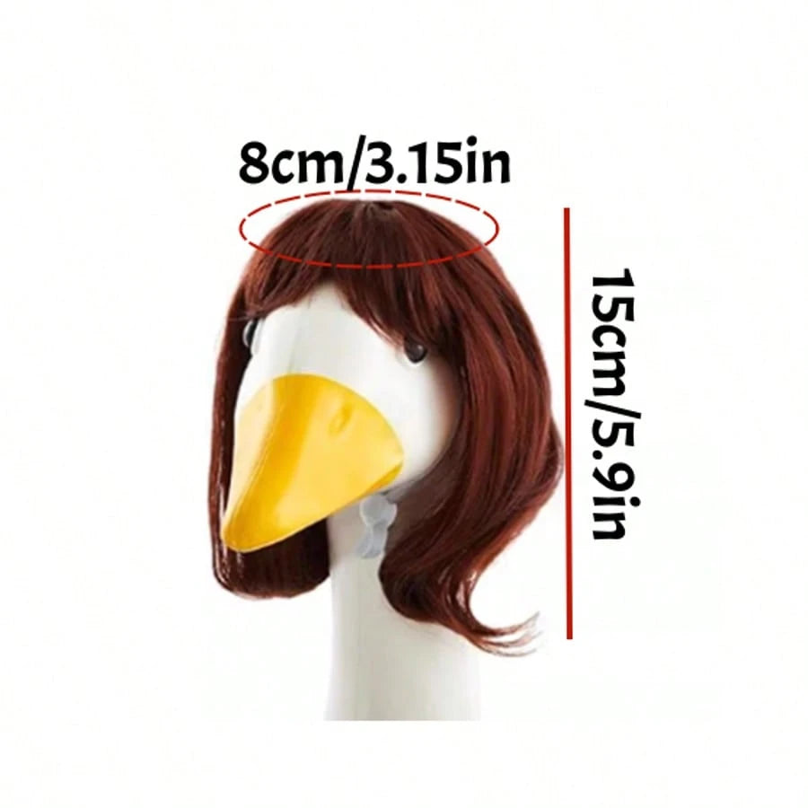 1pc Pet Goose Wig, Funny Goose Headpiece, Cute Goose Wig With Long Braids, Dress Up Goose As Judge, Goose Judge Wig, Goose Short Curly Wavy Hair, Perfect For Porch Goose Decoration