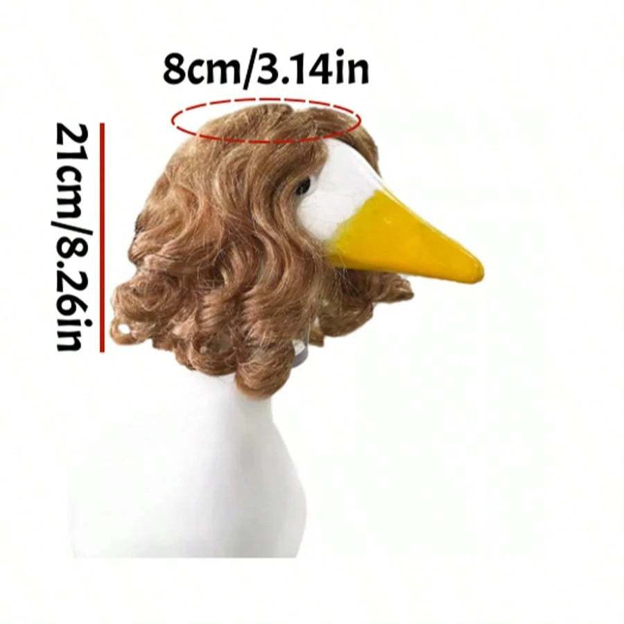 1pc Pet Goose Wig, Funny Goose Headpiece, Cute Goose Wig With Long Braids, Dress Up Goose As Judge, Goose Judge Wig, Goose Short Curly Wavy Hair, Perfect For Porch Goose Decoration