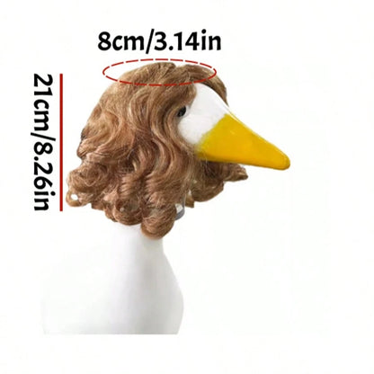 1pc Pet Goose Wig, Funny Goose Headpiece, Cute Goose Wig With Long Braids, Dress Up Goose As Judge, Goose Judge Wig, Goose Short Curly Wavy Hair, Perfect For Porch Goose Decoration