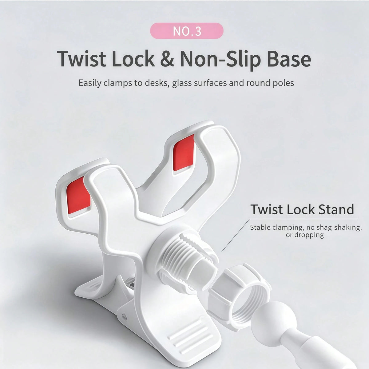 1pc Phone Holder With Clip Soft Tube Bracket 360° Foldable Minimalist Plant Light Clip 60cm Dual Head Clip
