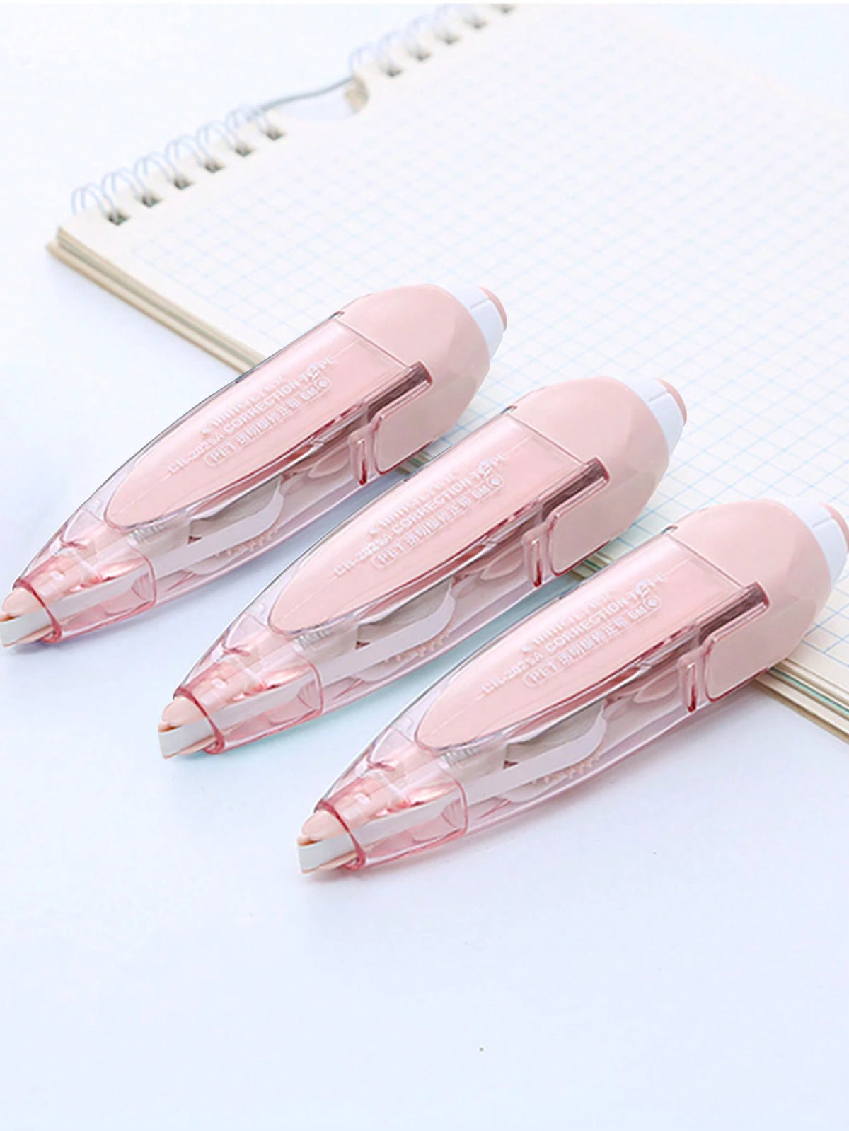 1pc Pink Pen Shaped Retractable Correction Tape, Creative School & Office Supplies With Refillable Cartridge, Back To School