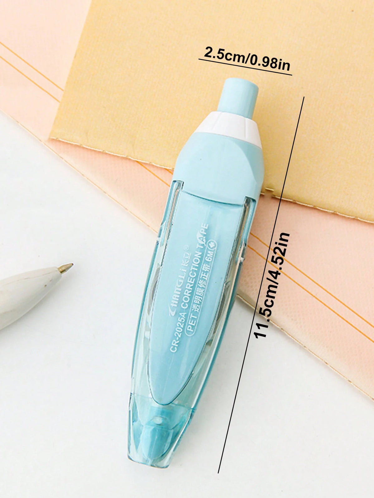 1pc Pink Pen Shaped Retractable Correction Tape, Creative School & Office Supplies With Refillable Cartridge, Back To School