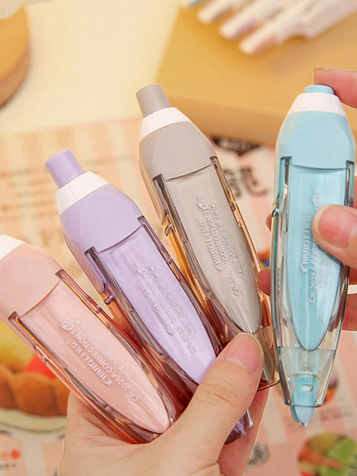 1pc Pink Pen Shaped Retractable Correction Tape, Creative School & Office Supplies With Refillable Cartridge, Back To School