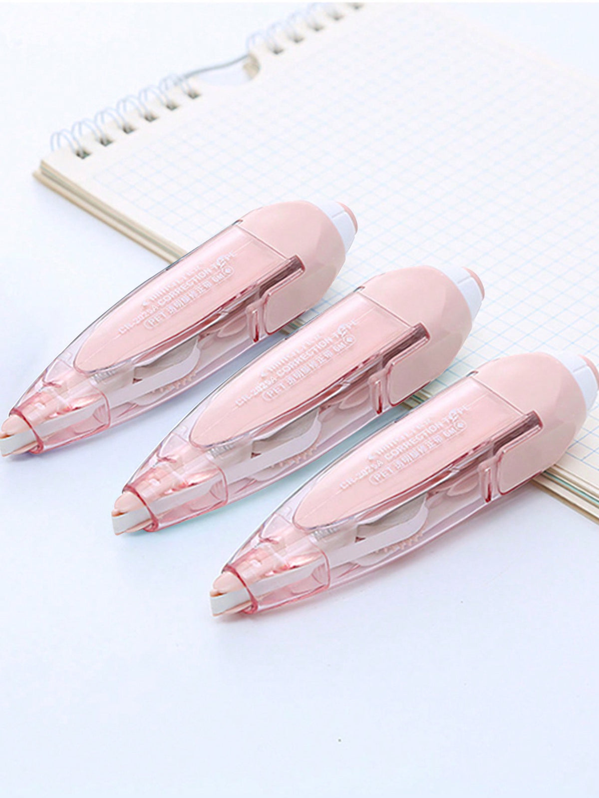 1pc Pink Pen Shaped Retractable Correction Tape, Creative School & Office Supplies With Refillable Cartridge, Back To School