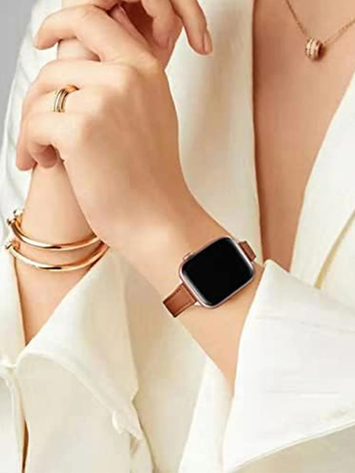 1pc PU Leather Watch Band For Women, Compatible With Apple Watch Bands Ultra/Se/8/7/6/5/4/3/2/1, Lim Waist Design, Sizes 38/40/41/42/44/45/49mm